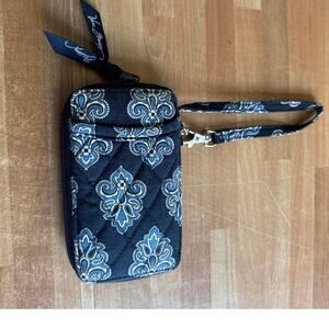 Vera Bradley wristlet,  Calypso paisley pattern, clear ID window.